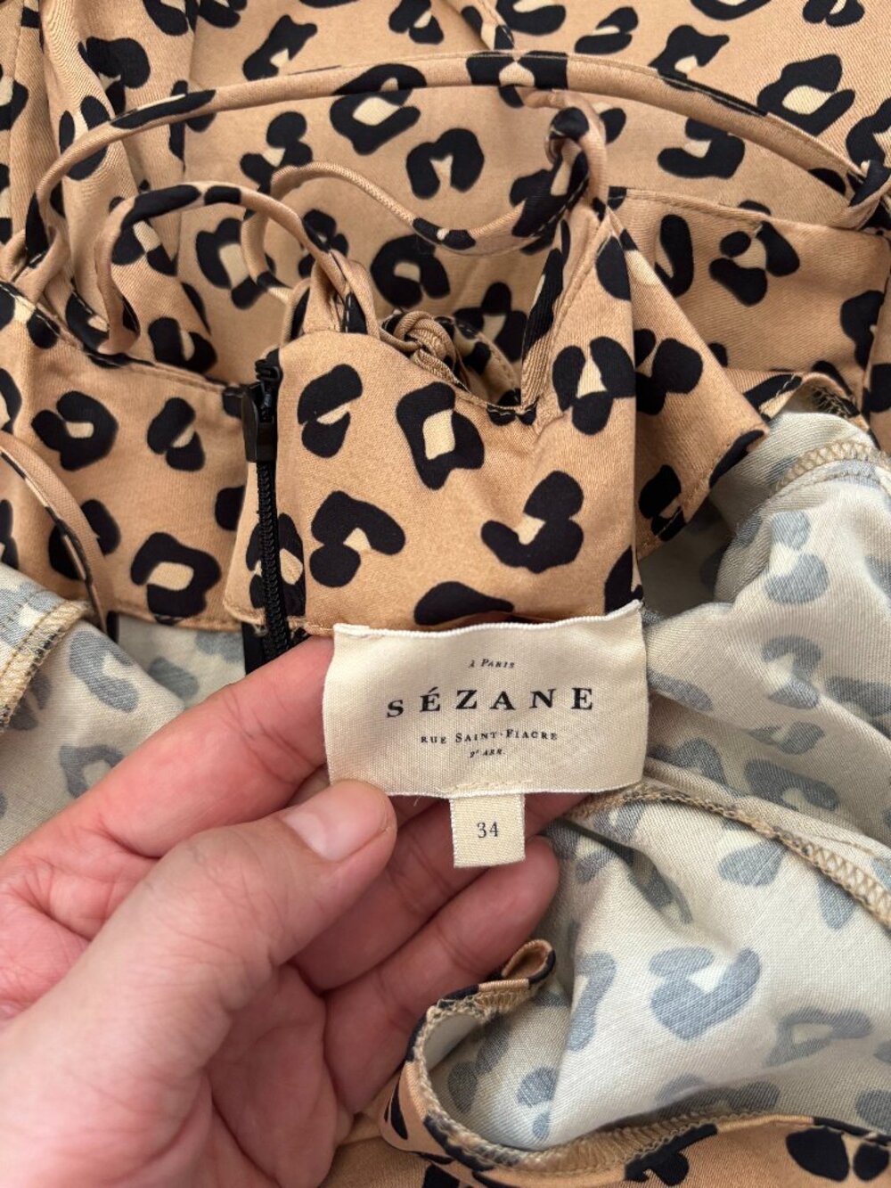 Sezane Marguarita Dress Leopard 34 - Picture 7 of 7